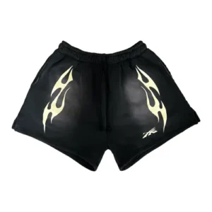 Black Hellstar Sports Flame Shorts