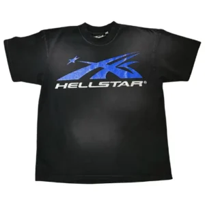 Black and Blue Hellstar Gel Sport Logo Tee