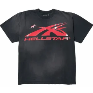 Black and Red Hellstar Sport Logo Gel T-shirt