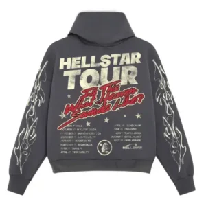 Grey and Red Hellstar Records World Tour Hoodie